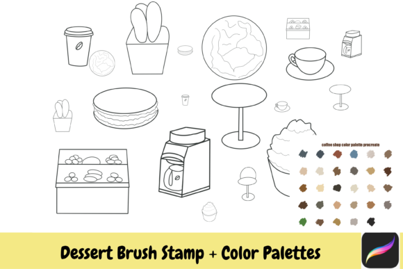 Coffee Shop Brush Stamps for Procreate