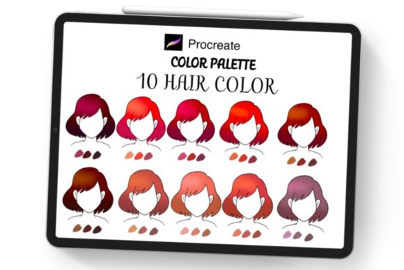Hair Color Procreate Palette: 10 Styles