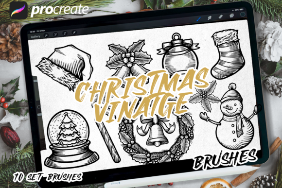 Master the Christmas Vintage Brush Stamp
