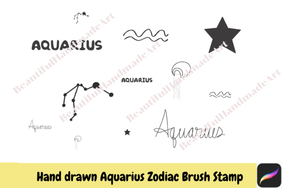 Procreate Brush Stamps Aquarius Zodiac