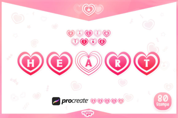 Procreate Brush Valentine Heart Alphabet