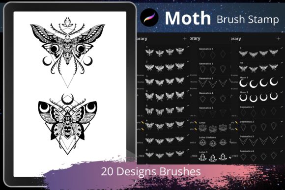 Procreate Moth Geomatics Brush Stamp