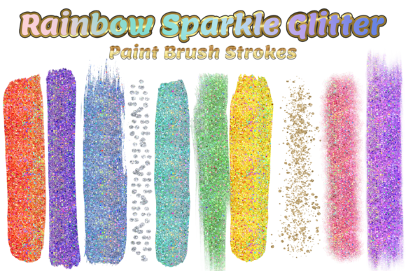Ten Rainbow Stone Glittery Paint Strokes: Elevating Digital Design with Festive Flair