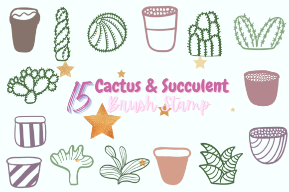 Unlocking Creative Flow with the 15 Cactus and Succulent Brush Stamp Set 3